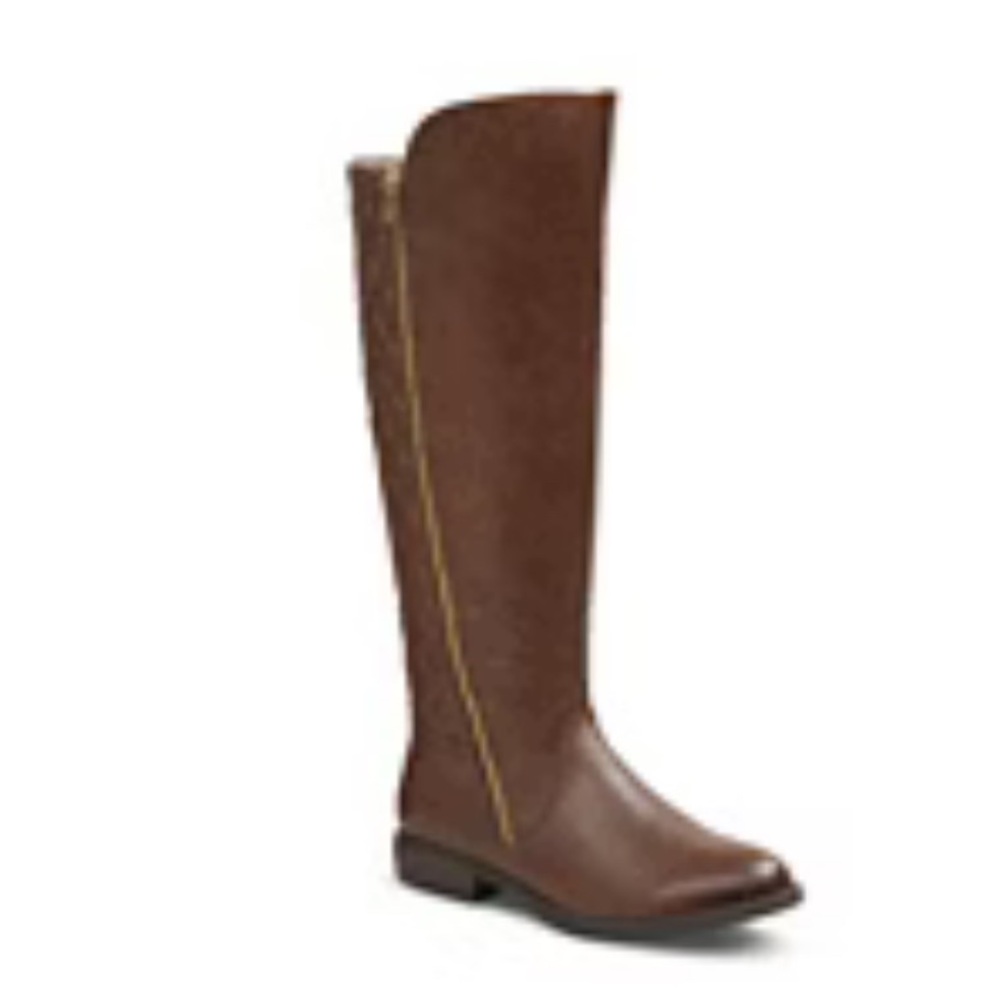 Women's Remy Quilted Zipper Riding Boots - Cognac 8 Wide Calf - Picture 2 of 10